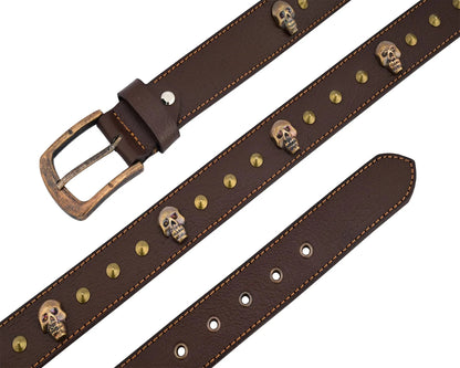 Men's Belts Genuine Leather Westren Skull Style Belt