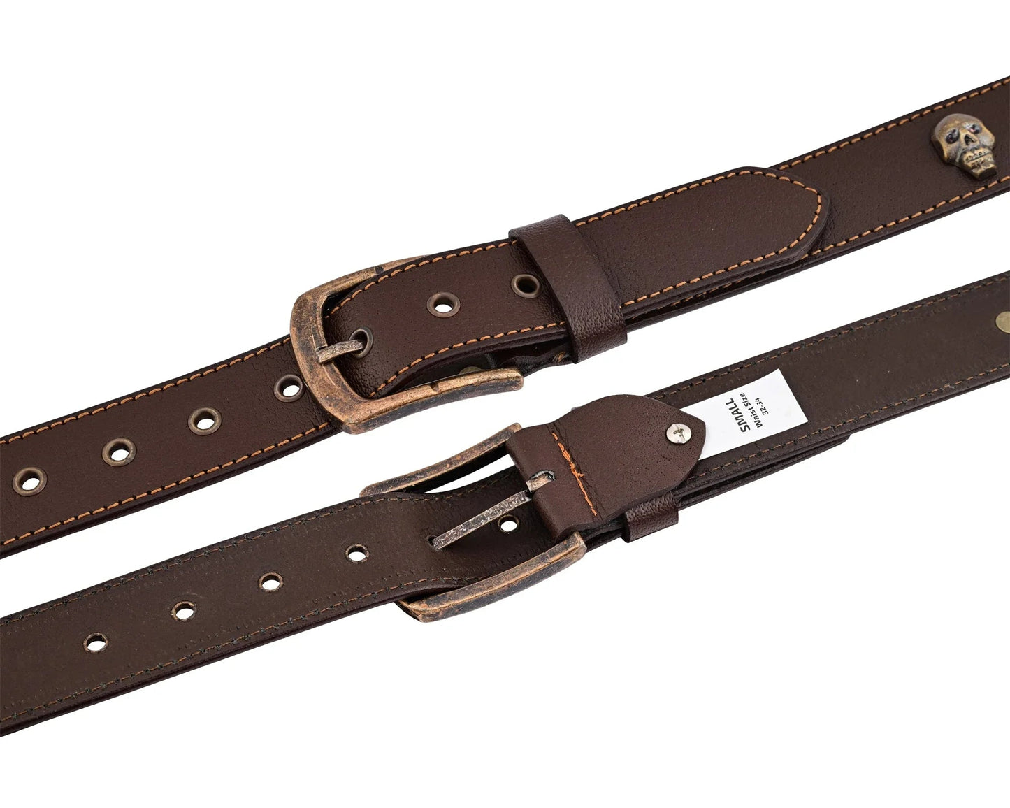 men's belts genuine leather westren skull style belt