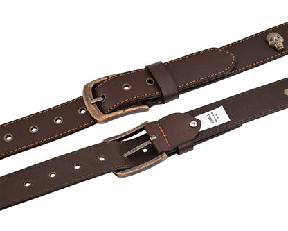 Men's Belts Genuine Leather Westren Skull Style Belt