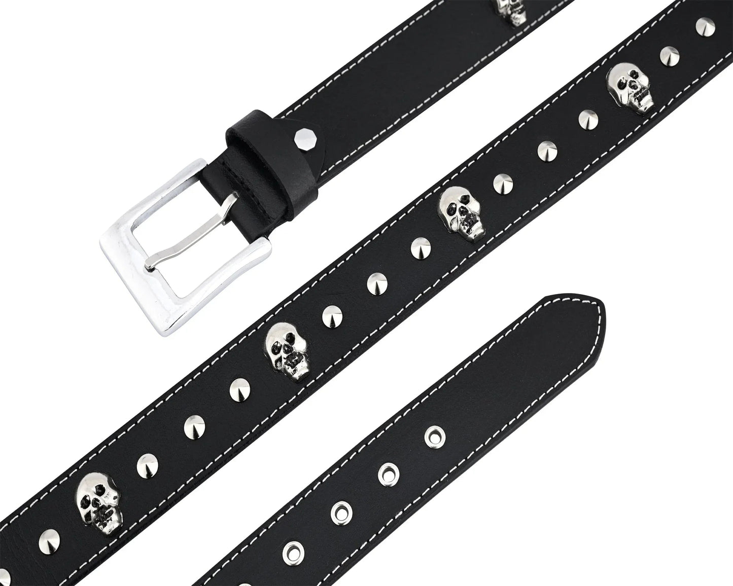 men's belts genuine leather westren skull style belt