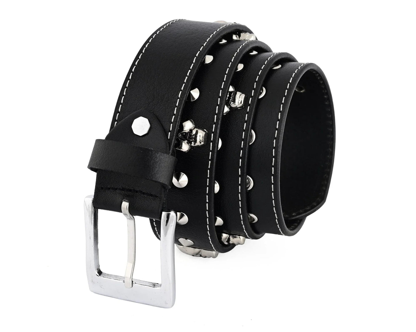 men's belts genuine leather westren skull style belt
