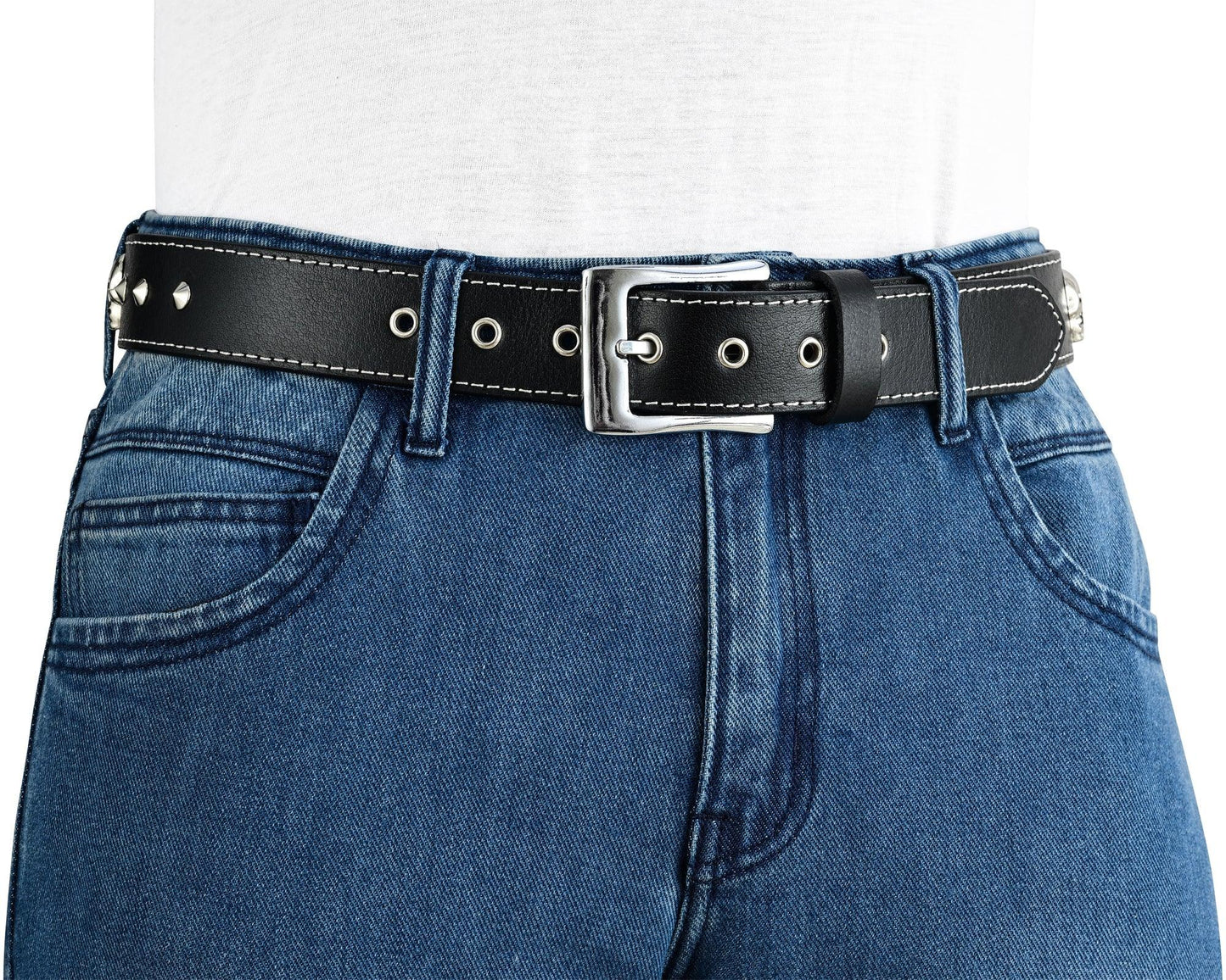 men's belts genuine leather westren skull style belt
