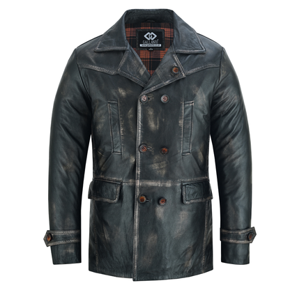 Men's Double Breasted Dr. Who Kriegsmarine Leather Blazer Jacket