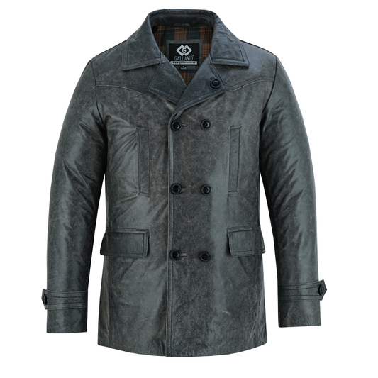 Men's Double Breasted Dr. Who Kriegsmarine Leather Blazer Jacket