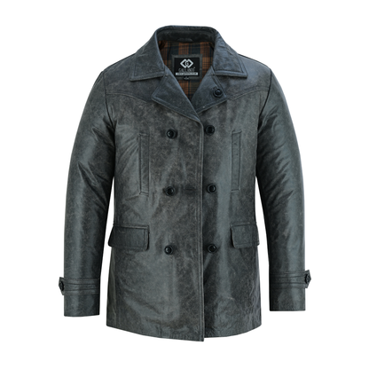 Men's Double Breasted Dr. Who Kriegsmarine Leather Blazer Jacket