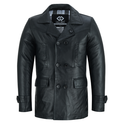 Men's Double Breasted Dr. Who Kriegsmarine Leather Blazer Jacket