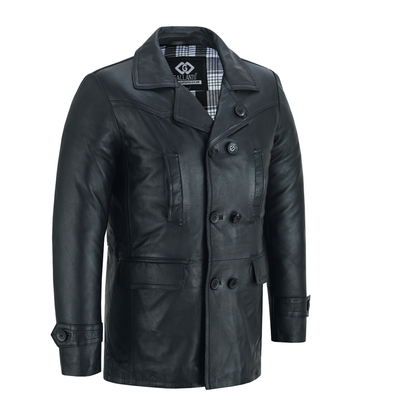 Men's Double Breasted Dr. Who Kriegsmarine Leather Blazer Jacket