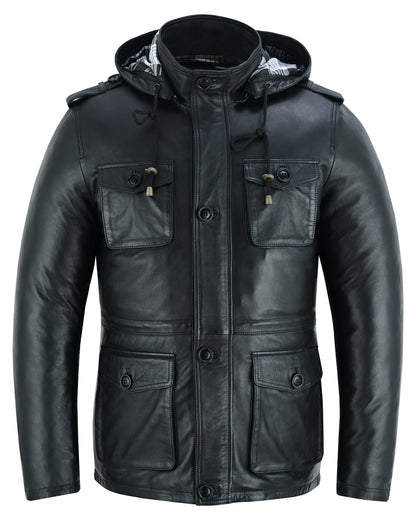 Parka Men's  Leather Coats and Jackets In Premium Cowhide Leather