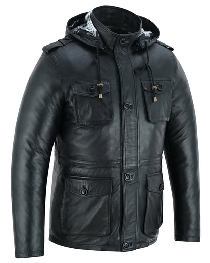 Parka Men's  Leather Coats and Jackets In Premium Cowhide Leather