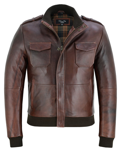 Bristol Leather Bomber Jacket for Men Premium Cowhide Leather