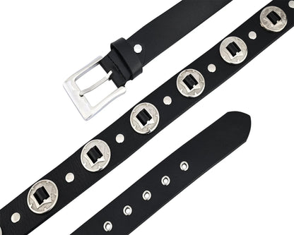 Mens Belts Genuine Leather Western Concho Biker Belt