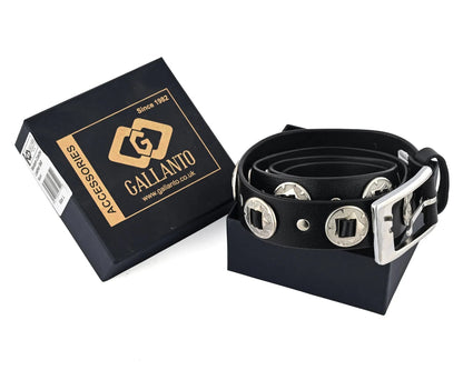 Mens Belts Genuine Leather Western Concho Biker Belt