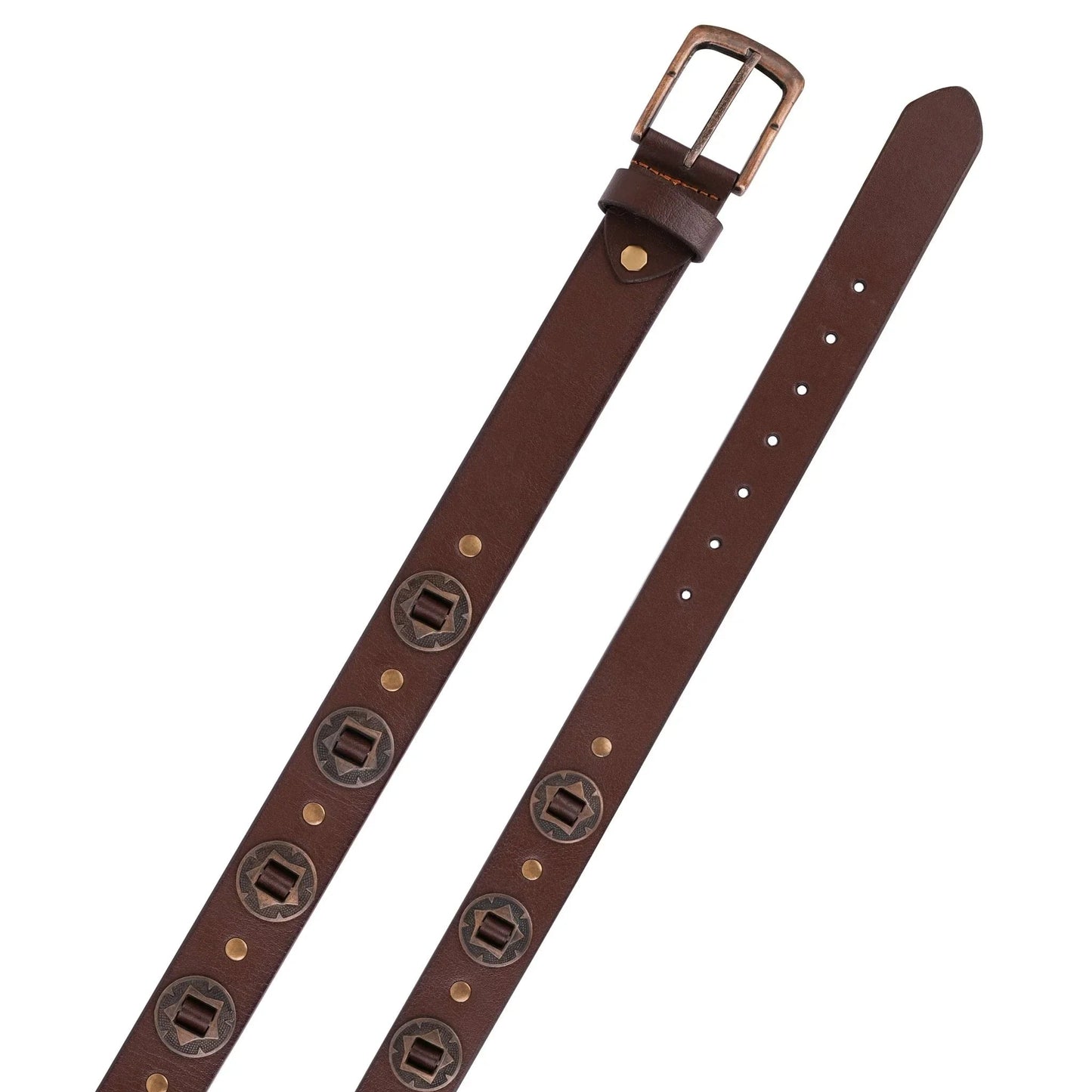 mens belts genuine leather western concho biker belt