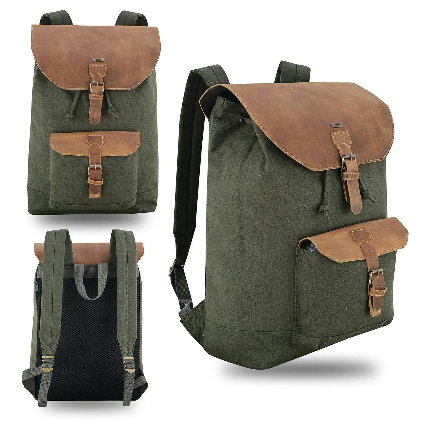 travel backpack – premium canvas & leather laptop backpack