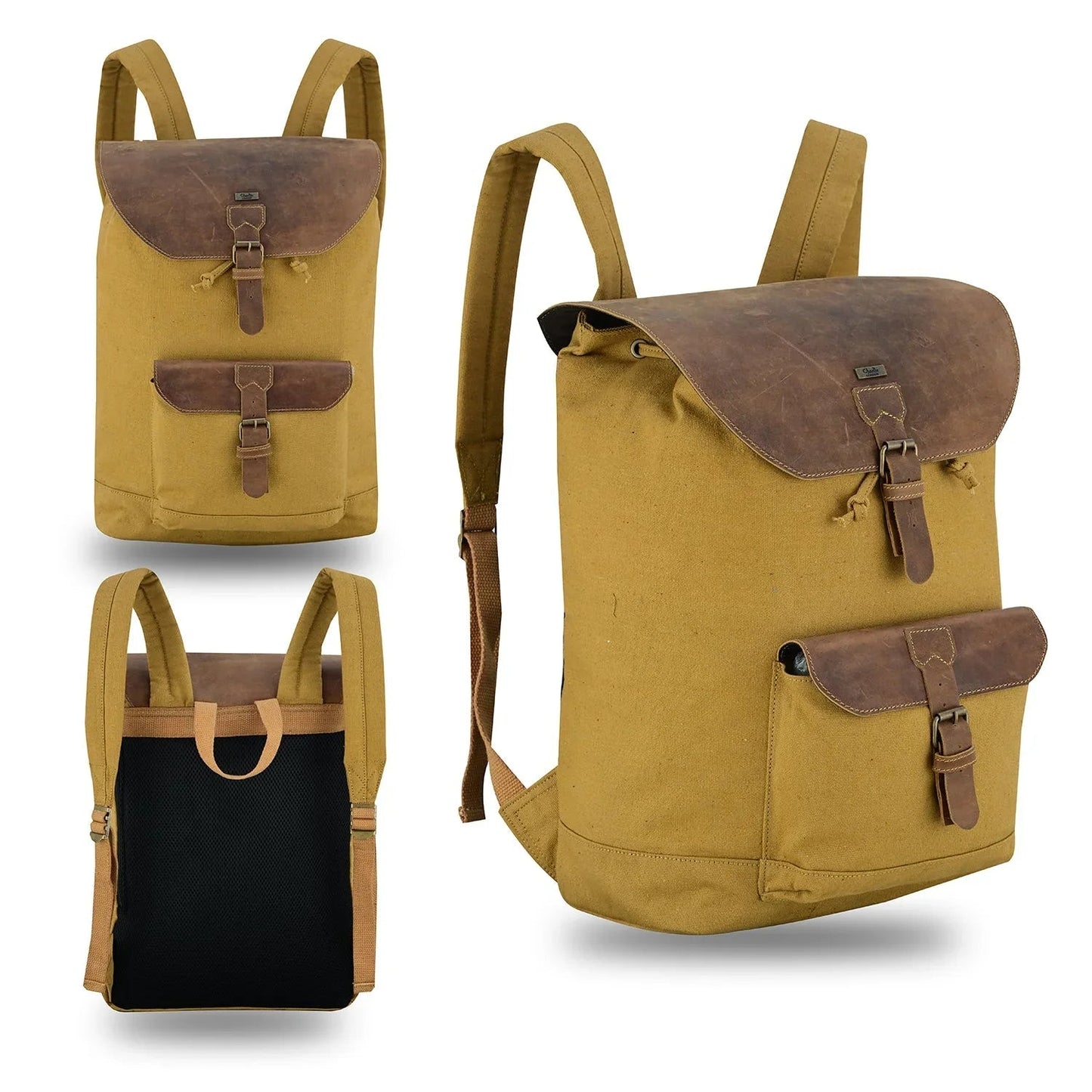travel backpack – premium canvas & leather laptop backpack
