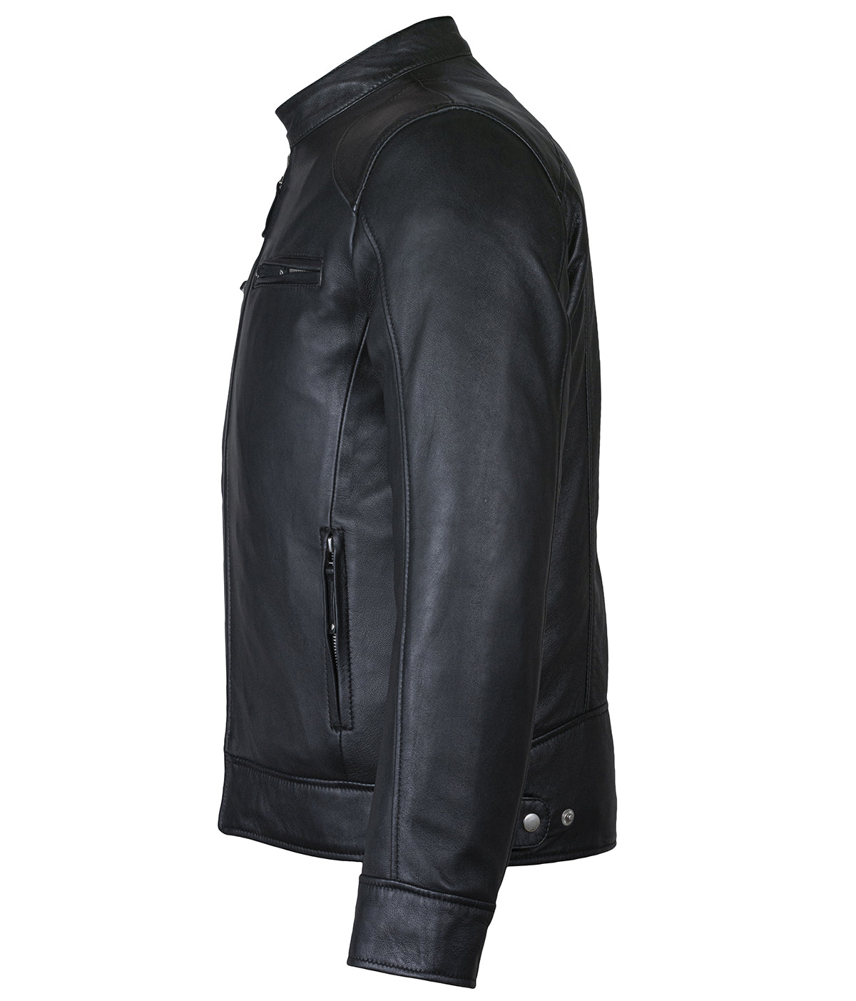 jacket leder – sword slim fit leather cafe racer jacket