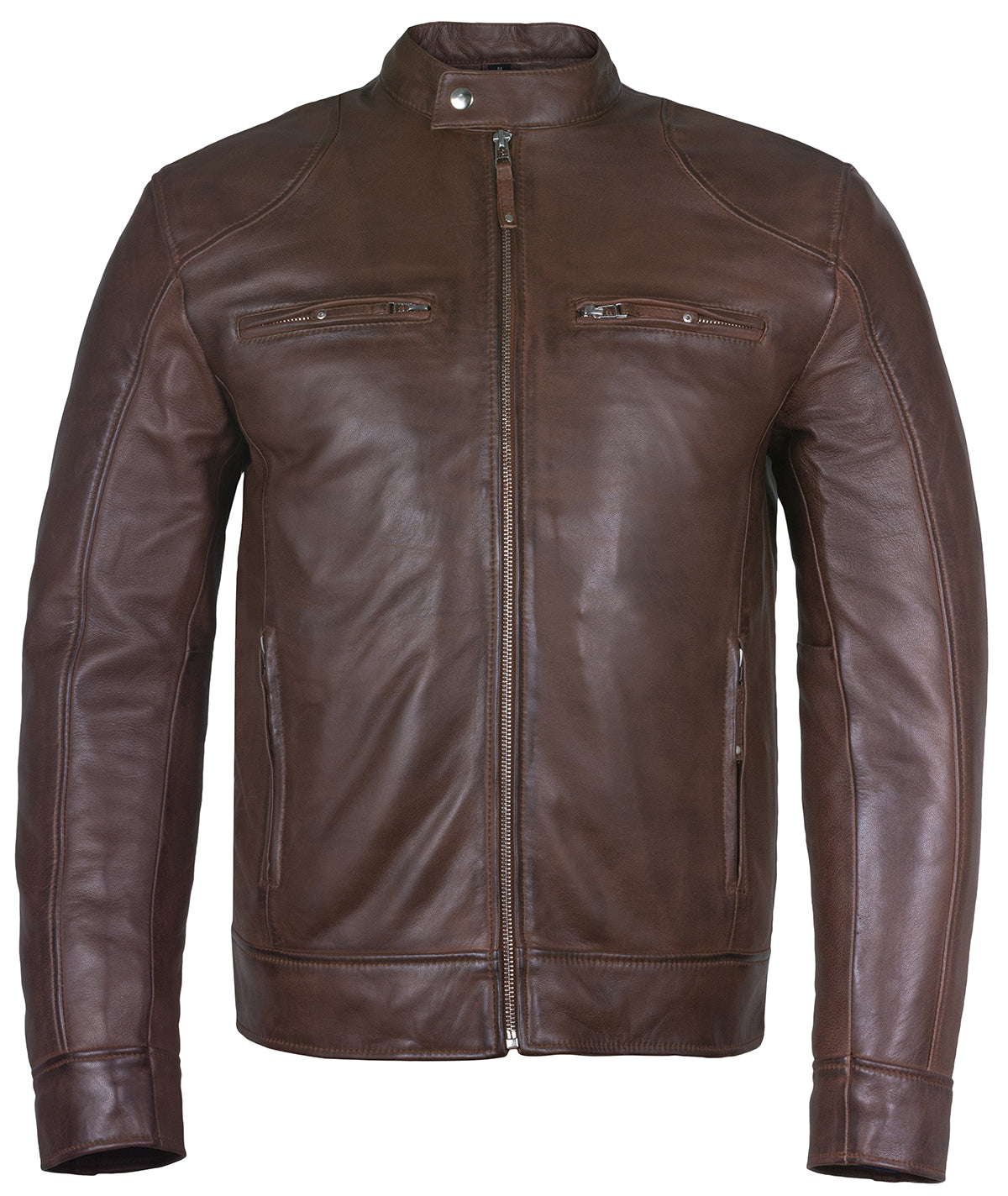 jacket leder – sword slim fit leather cafe racer jacket