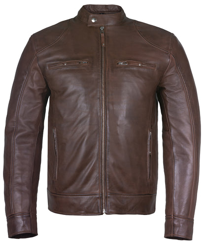 Jacket Leder – Sword Slim Fit Leather Cafe Racer Jacket
