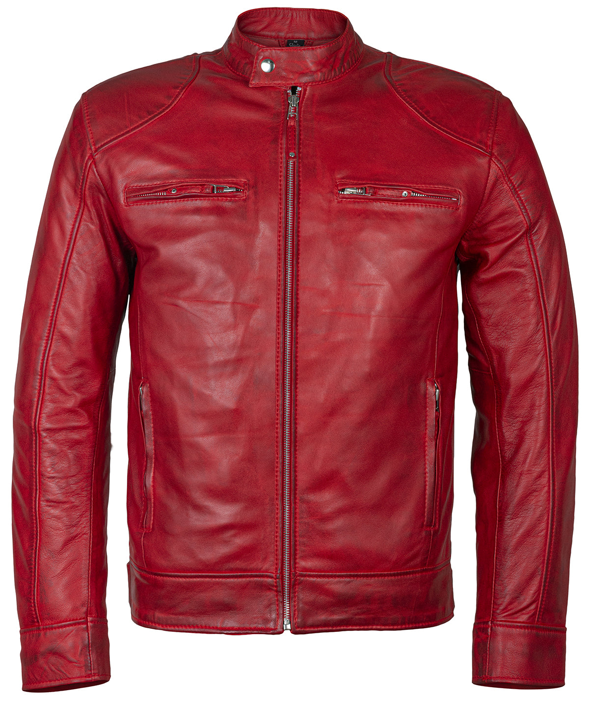 jacket leder – sword slim fit leather cafe racer jacket