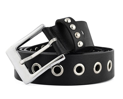 Star Studded Genuine Cowhide Leather Belt with Chrome Stars and Studs