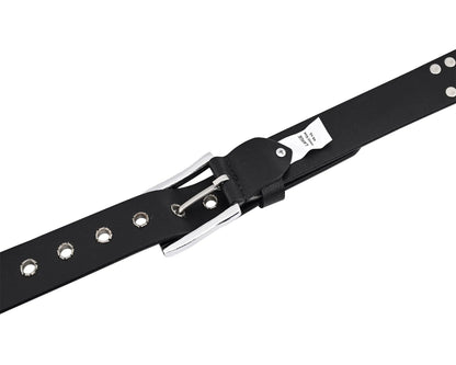 Star Studded Genuine Cowhide Leather Belt with Chrome Stars and Studs