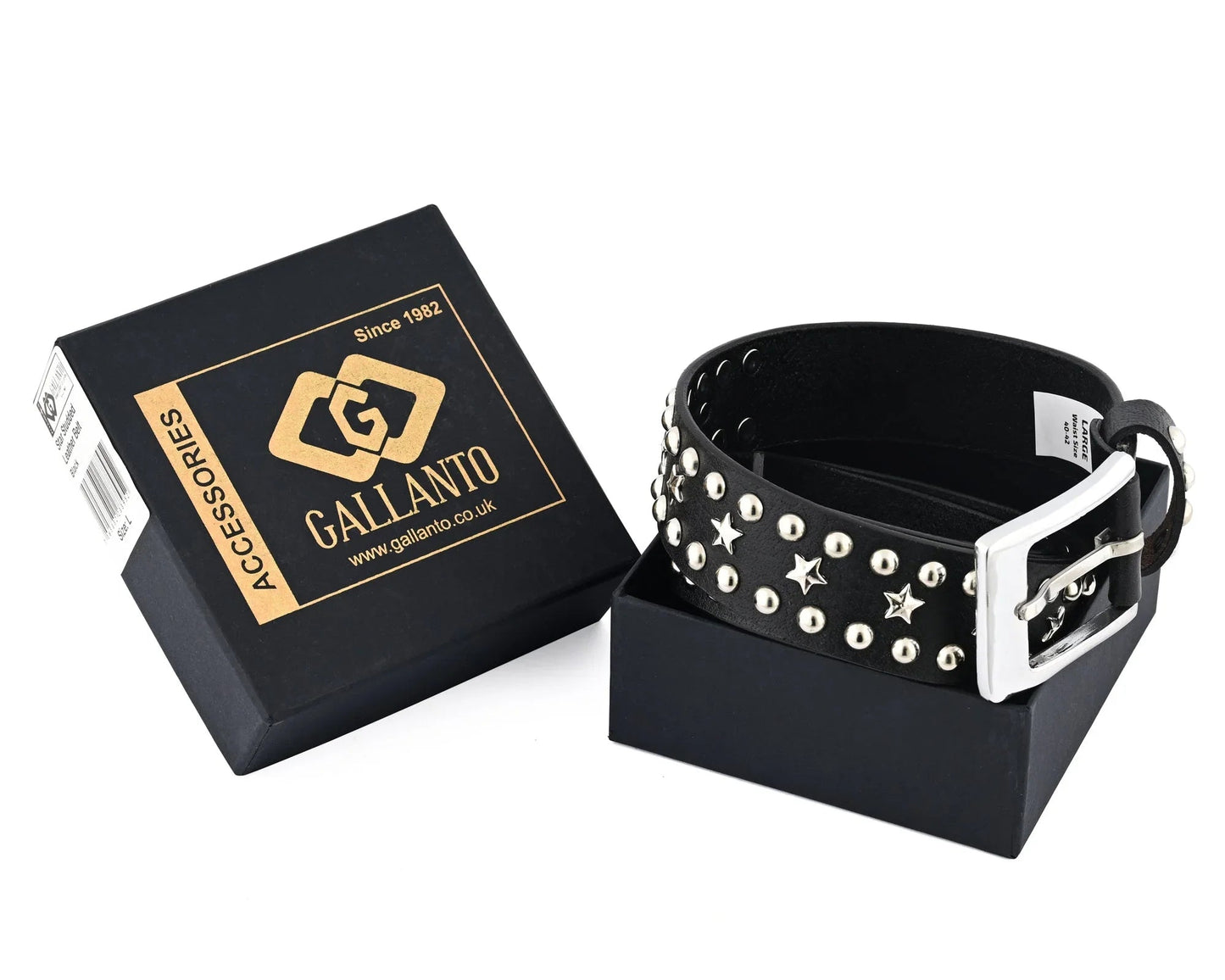 star studded genuine cowhide leather belt with chrome stars and studs