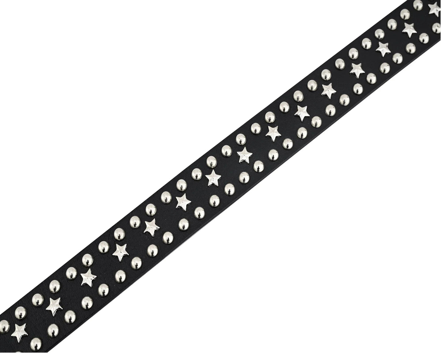 star studded genuine cowhide leather belt with chrome stars and studs