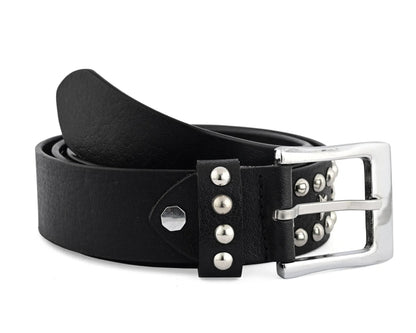 Star Studded Genuine Cowhide Leather Belt with Chrome Stars and Studs