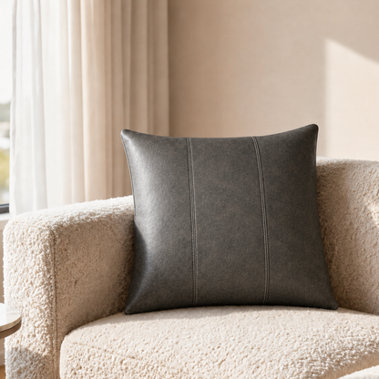Genuine Leather Cushion Covers Striped Style-Set of 2