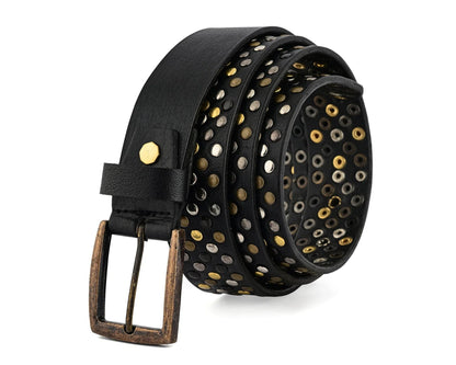 Studded Belt Genuine Leather Multi Rivert Belt for Jeans by Gallanto