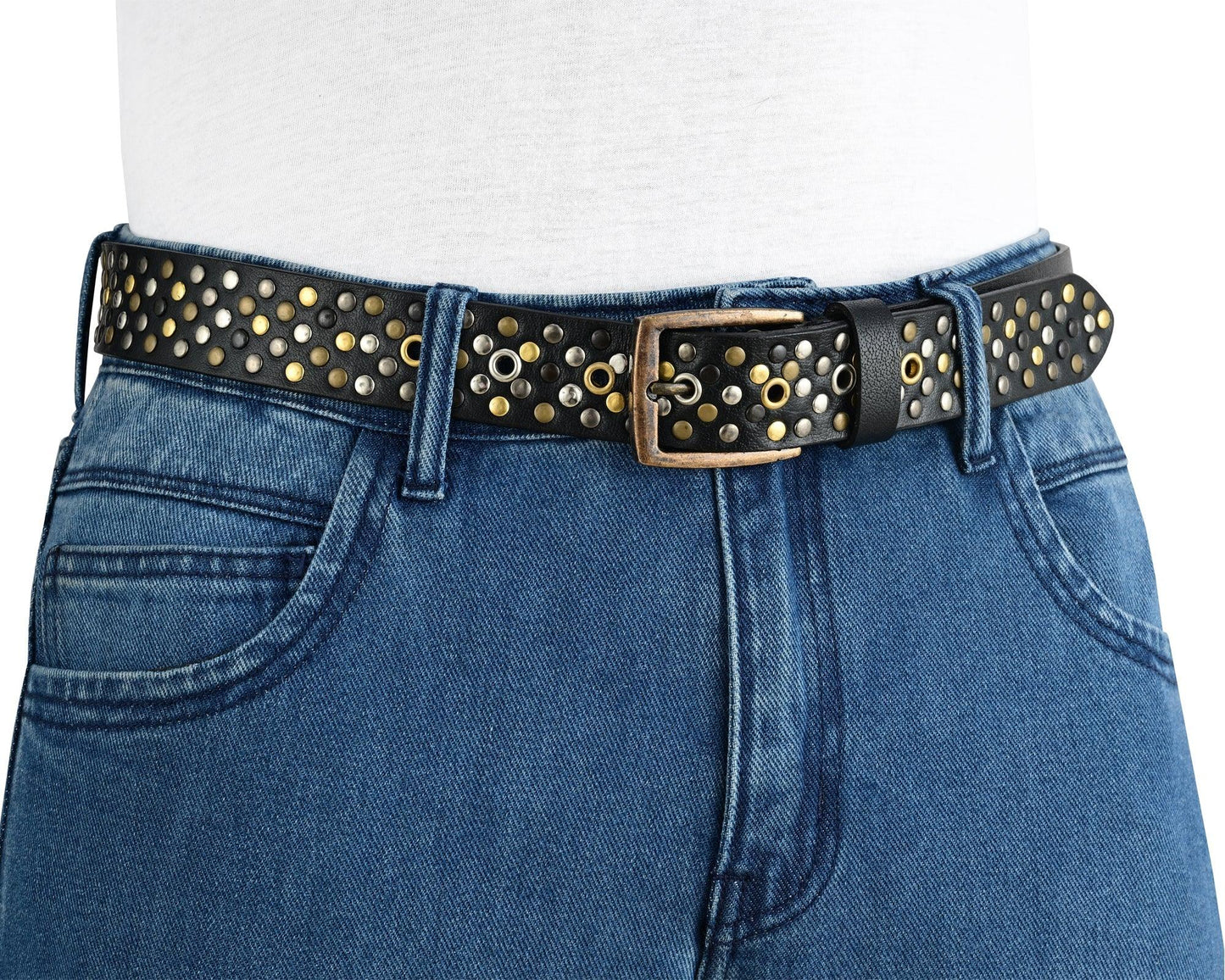 studded belt genuine leather multi rivert belt for jeans by gallanto