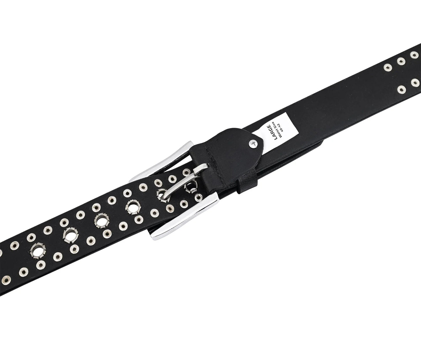 studded belt genuine leather punk goth rivets black buckle belt