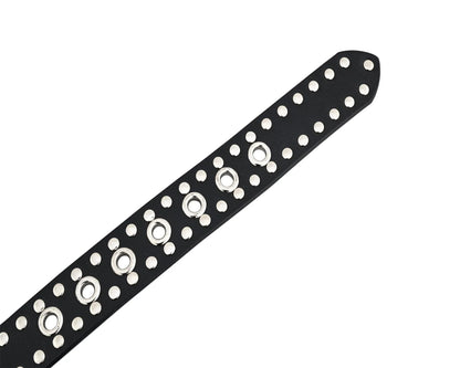 Studded Belt Genuine Leather Punk Goth Rivets Black Buckle Belt