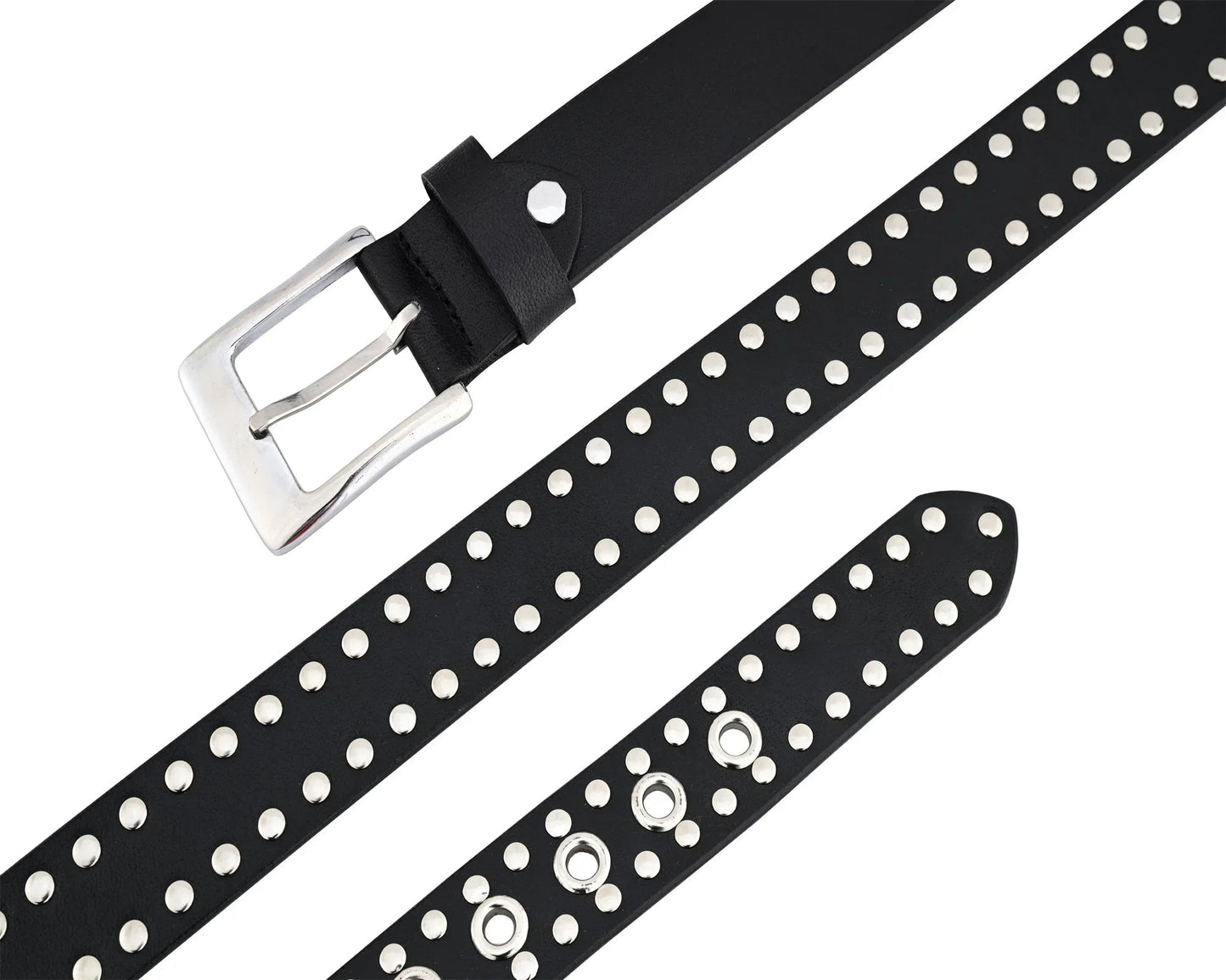 studded belt genuine leather punk goth rivets black buckle belt