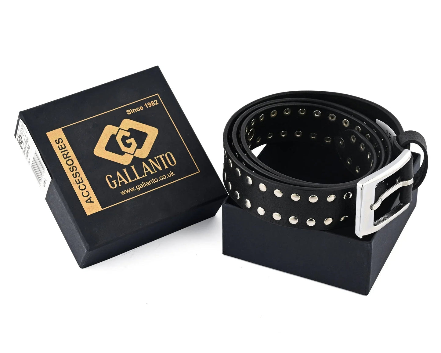 studded belt genuine leather punk goth rivets black buckle belt