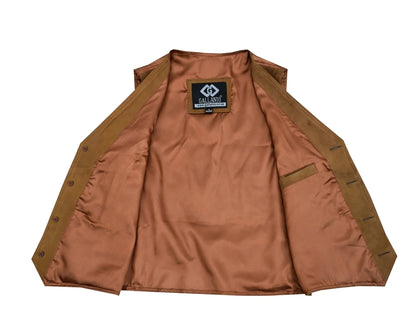 Coat Button Classic Leather Men Vest for Motorcycle and Casual Wear