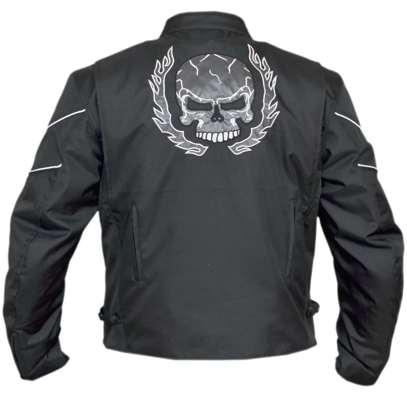 mens armoured black cordura motorcycle jacket fabric biker jacket