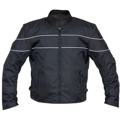 Mens Armoured Black Cordura Motorcycle Jacket Fabric Biker Jacket