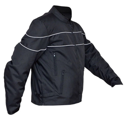 Mens Armoured Black Cordura Motorcycle Jacket Fabric Biker Jacket