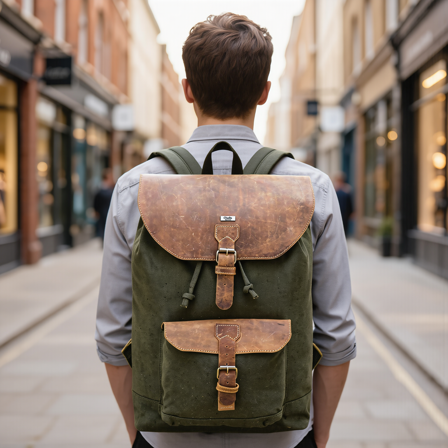 travel backpack – premium canvas & leather laptop backpack