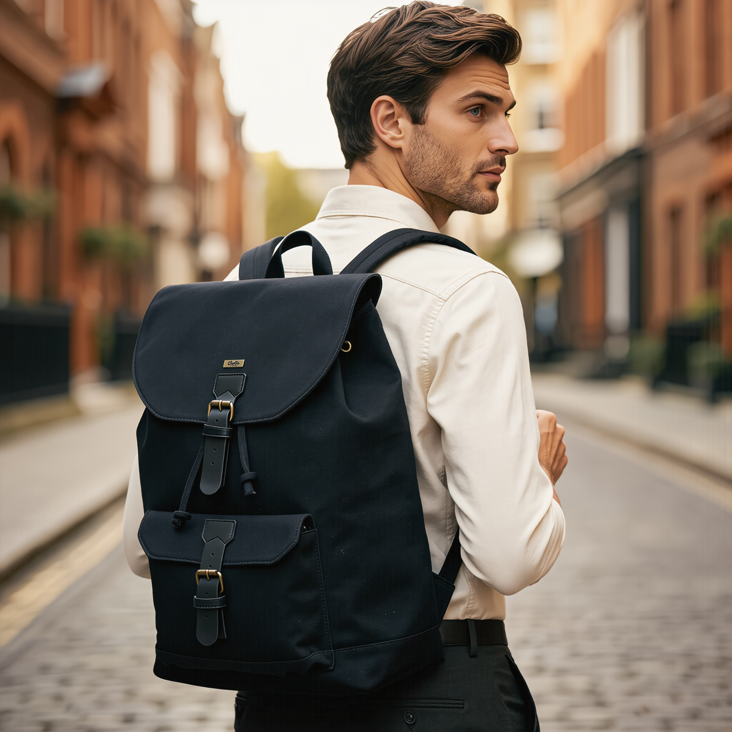 travel backpack – premium canvas & leather laptop backpack
