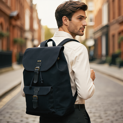 Travel Backpack – Premium Canvas & Leather Laptop Backpack