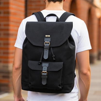 Travel Backpack – Premium Canvas & Leather Laptop Backpack