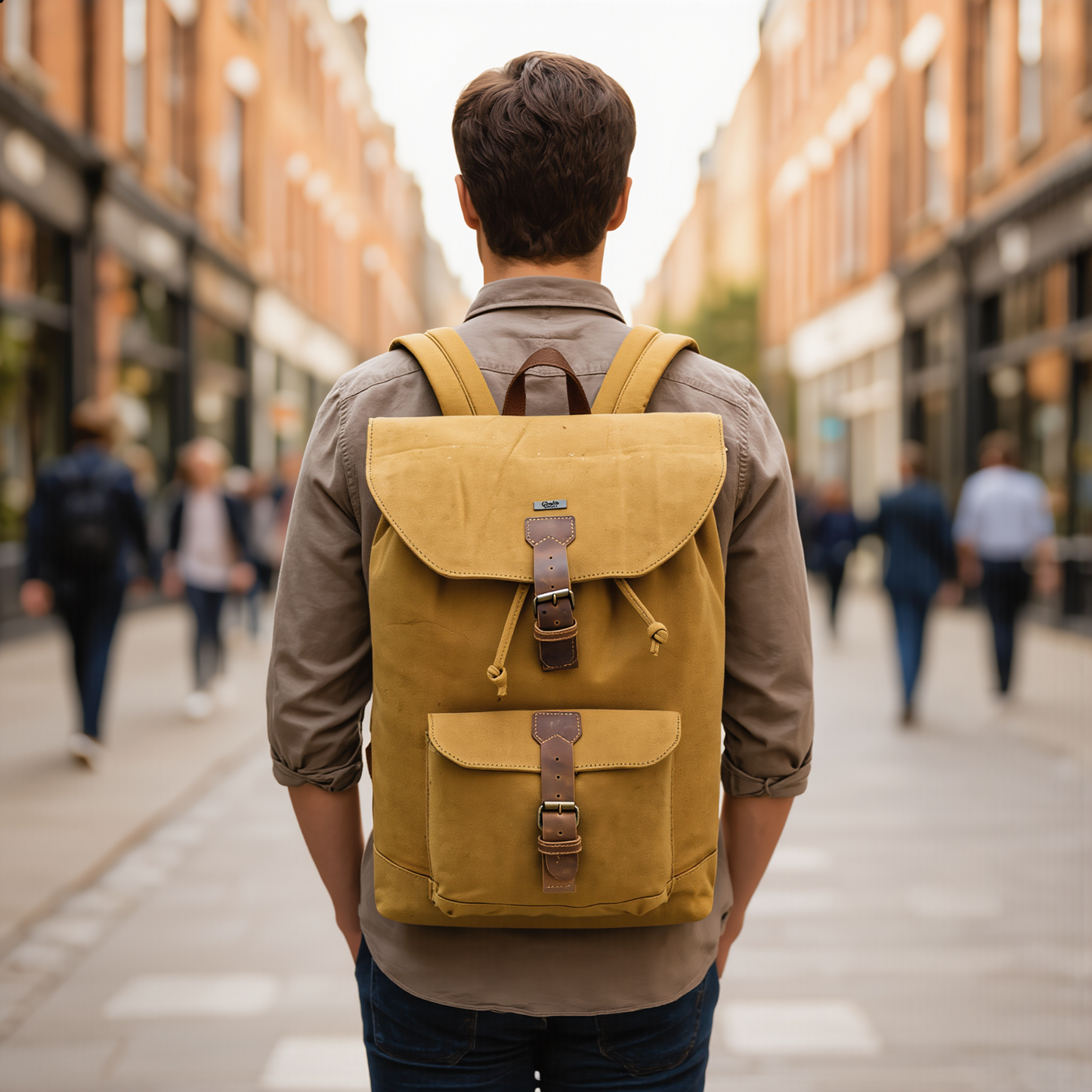 travel backpack – premium canvas & leather laptop backpack