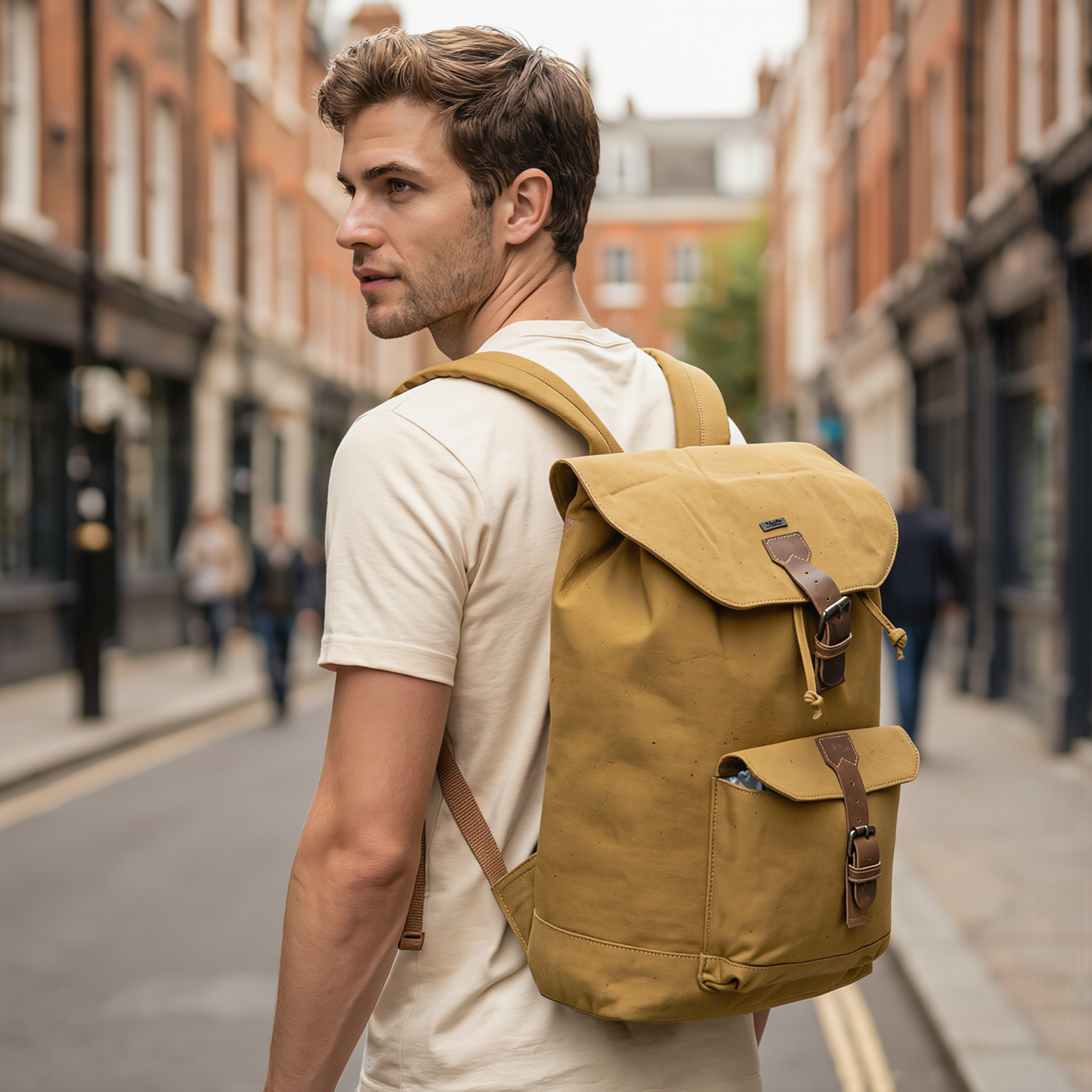 travel backpack – premium canvas & leather laptop backpack