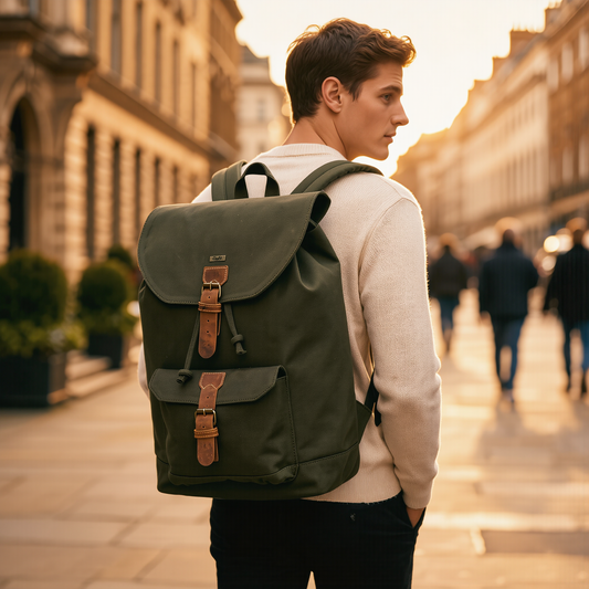 Travel Backpack – Premium Canvas & Leather Laptop Backpack