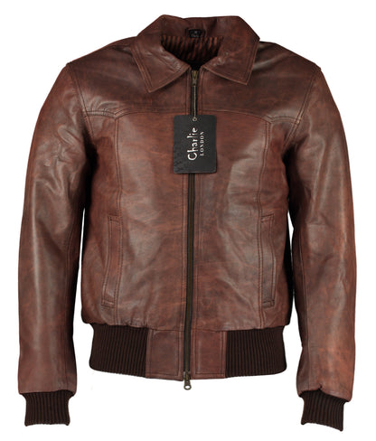 Leather Bomber Jacket The Deal Genuine Cowhide Jacket for Men