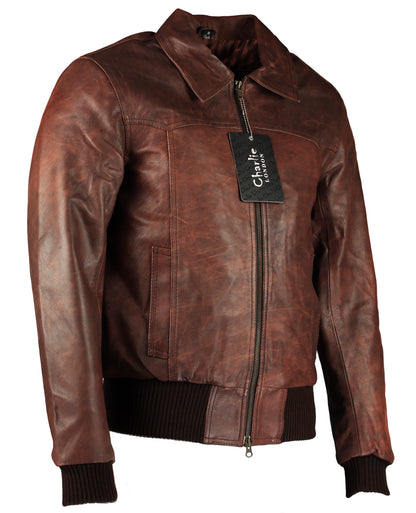 Leather Bomber Jacket The Deal Genuine Cowhide Jacket for Men