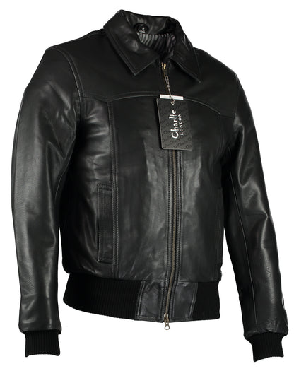 Leather Bomber Jacket The Deal Genuine Cowhide Jacket for Men