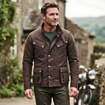 Zodiac Waxed Cotton Motorcycle Textile Biker Jacket